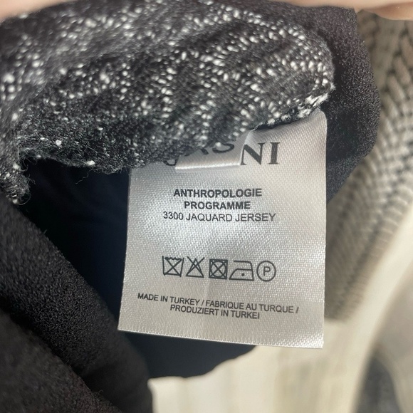 Ganni Anthropologie Cross Knit Pleated Dress Size XS Black White V Neck Sleeves - Picture 6 of 11